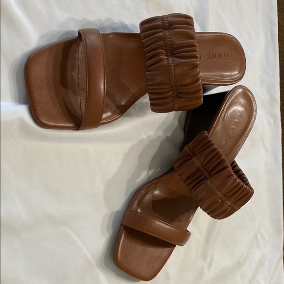 Anne Klein Tan Leather Sandals - Picture 1 of 7